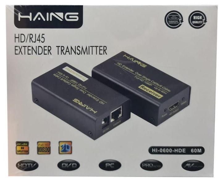 HAING (HI-0600-HDE) HDMI / RJ45 EXTENDER TRANSMITTER 60M HAING (HI-0600-HDE) HDMI / RJ45 EXTENDER TRANSMITTER 60M